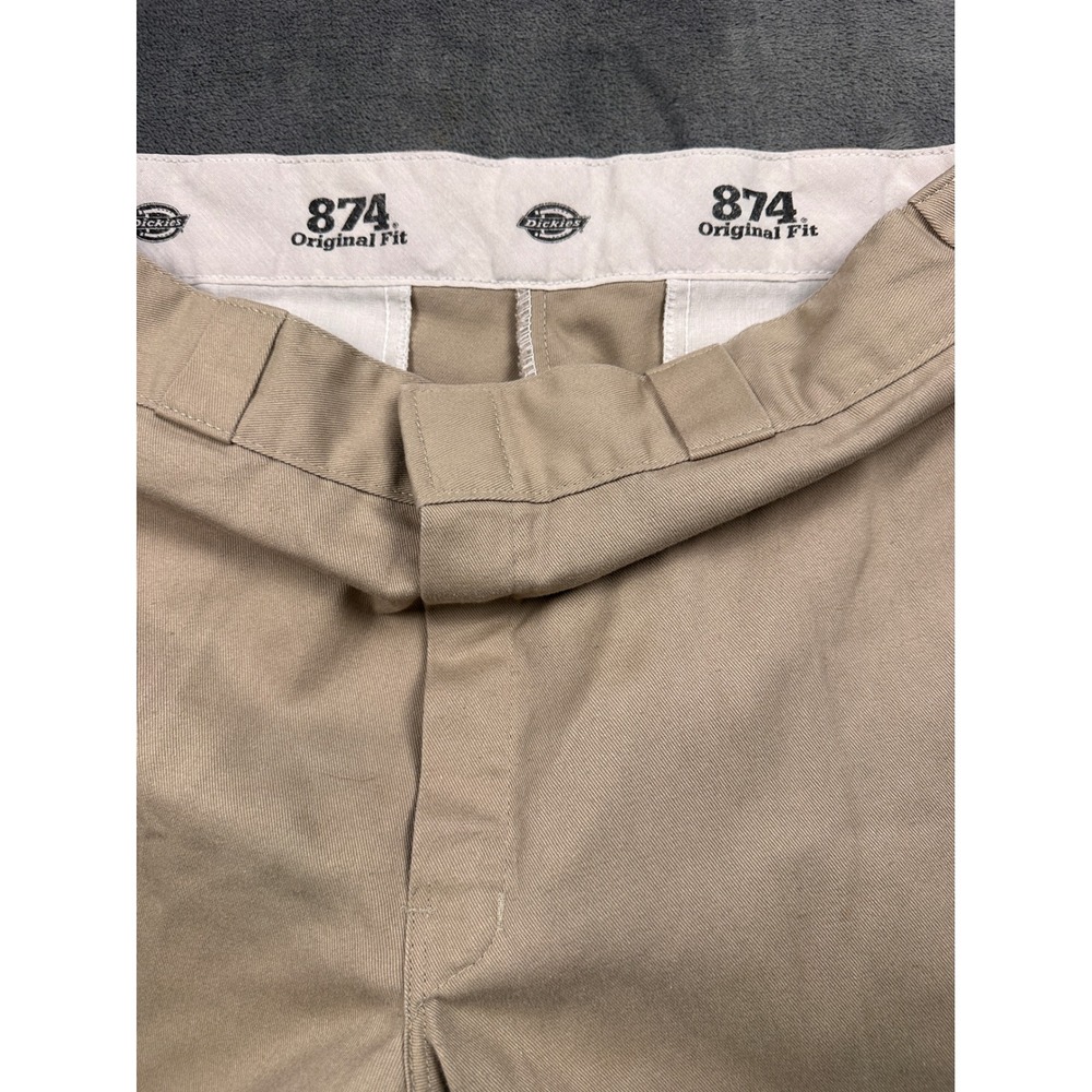Dickies 874 Original Fit Khaki Work Pants Men 34x32 Tan Straight Leg Twill Chino - Picture 8 of 8